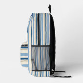 Coastal Indigo Cabana Stripes Bedruckter Rucksack (Rechts)