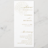 Coastal Ivory & Gold Hand Drawn Seashell Wedding Programm (Vorderseite)