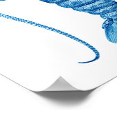 Coastal Kitchen Art Deco Blue Lobster Print no.8 Poster (Ecke)