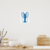 Coastal Kitchen Art Deco Blue Lobster Print no.8 Poster (Küche)