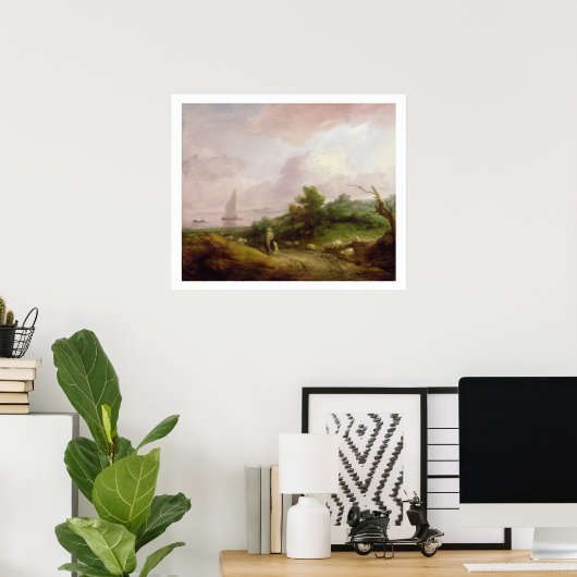 Coastal Landscape with a Shepherd and his Flock Poster (Heimbüro)