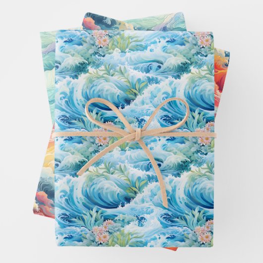 Coastal lebendige Geschenkpapier-Set von 3 Geschenkpapier Set (Beispiel)