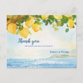Coastal Lemon Garden Wedding Thank You Postkarte (Vorderseite)