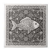 Coastal Life Serie Fisch B & W D1208 Fliese (Vorderseite)