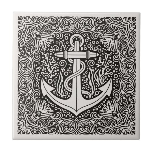 Coastal Life Series Anchor B & W D1208 Fliese (Vorderseite)