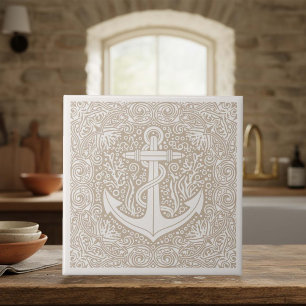 Coastal Life Series Anchor Blue D1208 Fliese