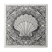 Coastal Life Series Clam Shell B & W D1208 Fliese (Vorderseite)