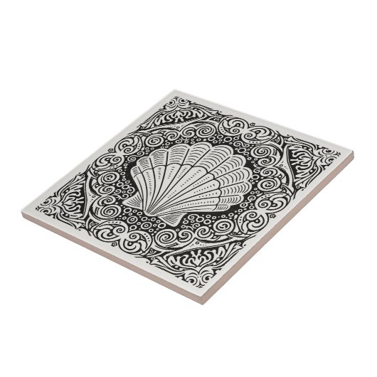 Coastal Life Series Clam Shell B & W D1208 Fliese (Seite)