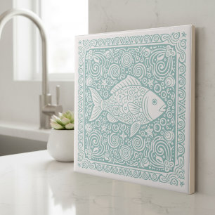 Coastal Life Series Fisch Teal D1208 Fliese