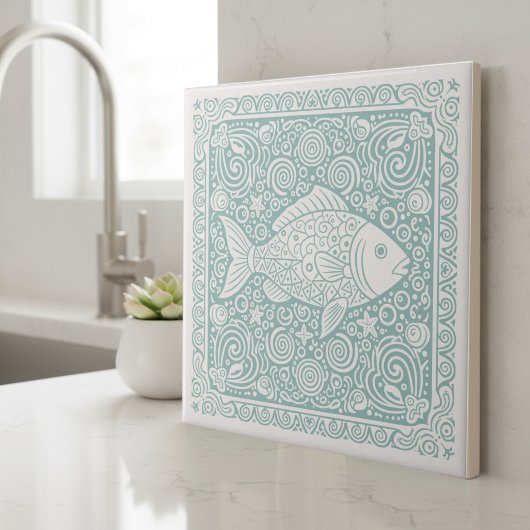 Coastal Life Series Fisch Teal D1208 Fliese