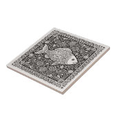 Coastal Life Series Fish B & W D1208 Fliese (Seite)