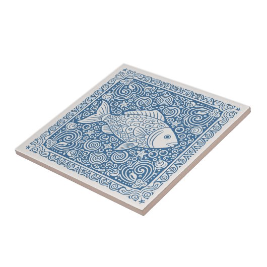 Coastal Life Series Fish Blue D1208 Fliese (Seite)