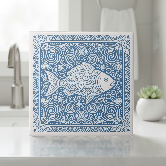 Coastal Life Series Fish Blue D1208 Fliese