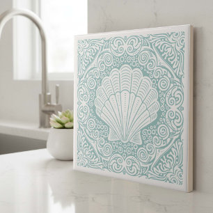 Coastal Life Series Jakobsmuschelschale Teal D1208 Fliese