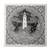 Coastal Life Series Lighthouse B & W D1208 Fliese (Vorderseite)