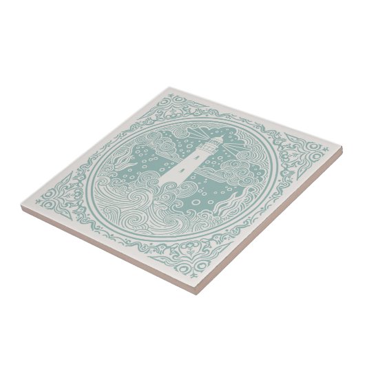 Coastal Life Series Lighthouse Teal D1208 Fliese (Seite)