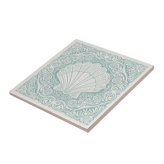 Coastal Life Series Scallop Shell Teal D1208 Fliese (Seite)
