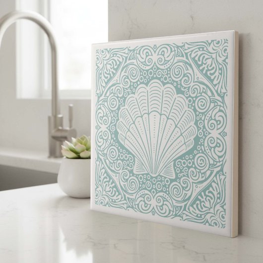 Coastal Life Series Scallop Shell Teal D1208 Fliese