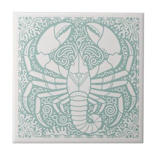 Coastal Life Series Seahorse Lobster D1208 Fliese (Vorderseite)