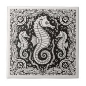 Coastal Life Series Seepferdchen B & W D1208 Fliese (Vorderseite)