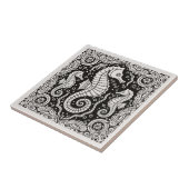 Coastal Life Series Seepferdchen B & W D1208 Fliese (Seite)
