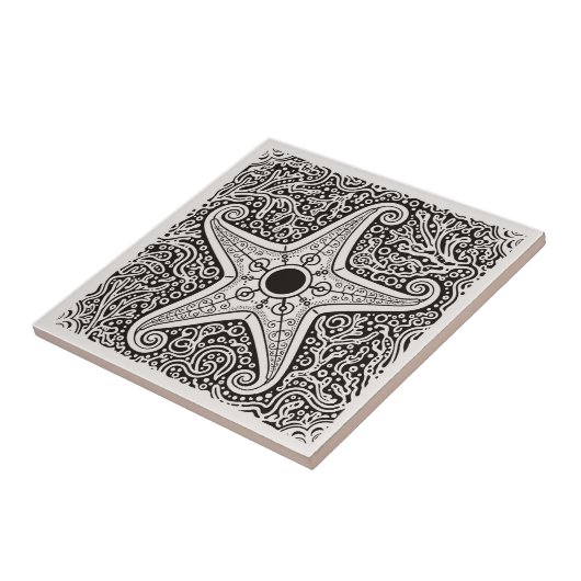 Coastal Life Series Starfish B & W D1208 Fliese (Seite)