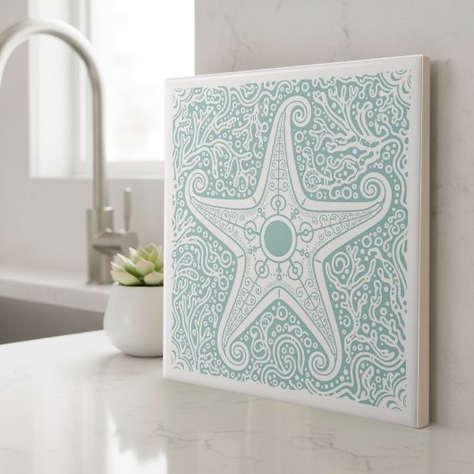 Coastal Life Series Starfish Teal D1208 Fliese