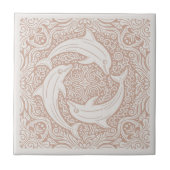 Coastal Life Series Three Dolphins Coral ID1208 Fliese (Vorderseite)