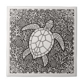 Coastal Life Series Turtle B & W D1208 Fliese (Vorderseite)