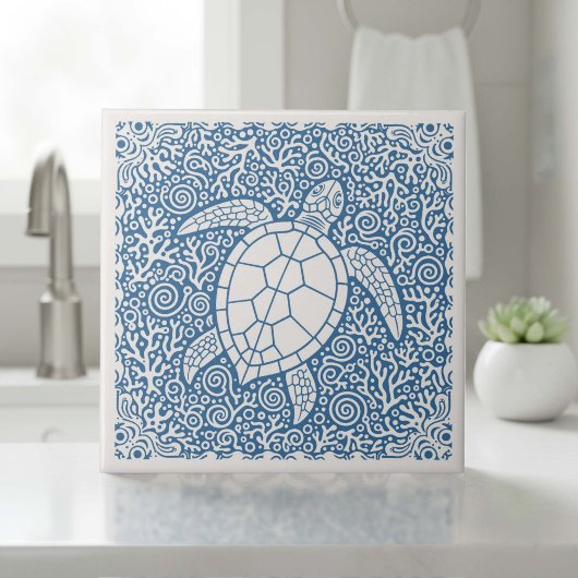 Coastal Life Series Turtle Blau D1208 Fliese