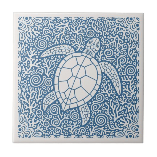 Coastal Life Series Turtle Blue D1208 Fliese (Vorderseite)