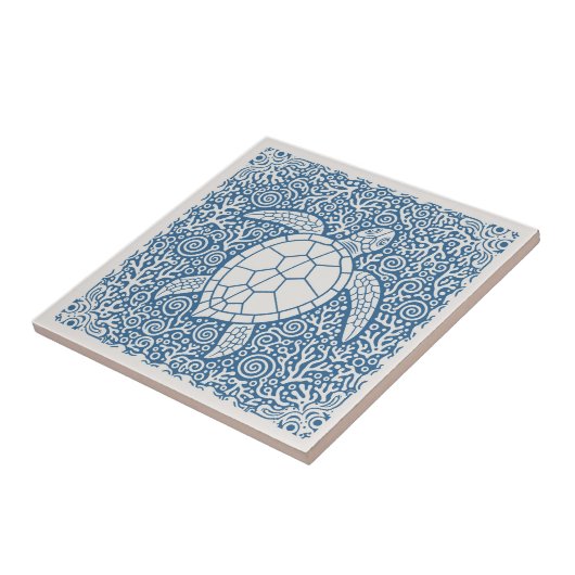 Coastal Life Series Turtle Blue D1208 Fliese (Seite)