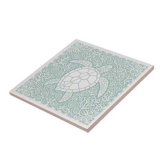 Coastal Life Series Turtle Teal D1208 Fliese (Seite)