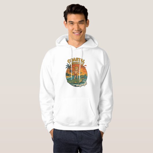 Coastal Lifestyle Gator Surfing - Retro Surf Beach Hoodie (Vorne ganz)