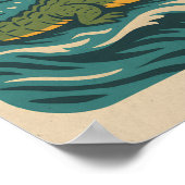 Coastal Lifestyle Gator Surfing - Retro Surf Beach Poster (Ecke)