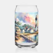 Coastal Lighthouse & Beach Hütten Szene Dosenglas (Vorderseite)