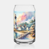 Coastal Lighthouse & Beach Hütten Szene Dosenglas (Rückseite)