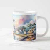 Coastal Lighthouse & Beach Hütten Szene Jumbo-Tasse (Rechts)