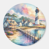 Coastal Lighthouse & Beach Hütten Szene Magnet (Vorne)