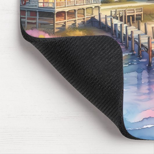 Coastal Lighthouse & Beach Hütten Szene Mousepad (Ecke)