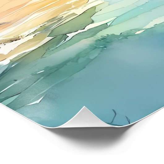 Coastal Lighthouse & Beach Hütten Szene Poster (Ecke)