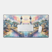 Coastal Lighthouse & Beach Hütten Szene Schreibtischunterlage (Tastatur & Maus)