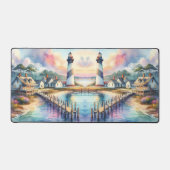 Coastal Lighthouse & Beach Hütten Szene Schreibtischunterlage (Vorderseite)