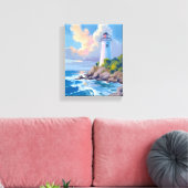 Coastal Lighthouse | Blue Ocean Waves Sea Leinwanddruck (Insitu (Wohnzimmer))