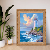 Coastal Lighthouse | Blue Ocean Waves Sea Poster