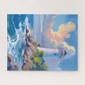 Coastal Lighthouse | Blue Ocean Waves Sea Puzzle (Horizontal)