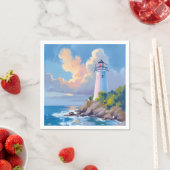 Coastal Lighthouse | Blue Ocean Waves Sea Serviette (Beispiel)