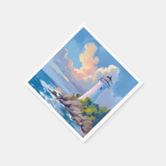 Coastal Lighthouse | Blue Ocean Waves Sea Serviette (Ecke)