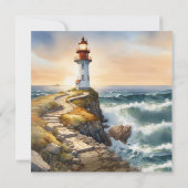 Coastal Lighthouse Happily Ever After Wedding Einladung (Rückseite)