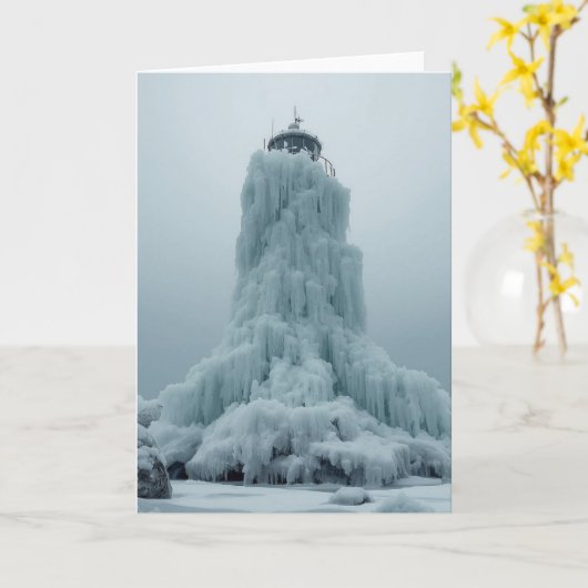 coastal lighthouse in winter karte (Gelbe Blume)